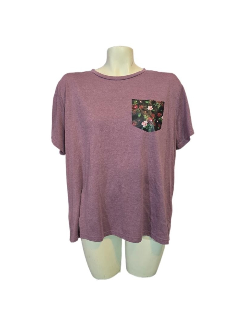 Shein Women's Mauve Floral Pocket Tee Size 1XL